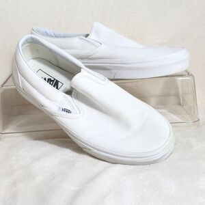 Vans Unisex Classic White Canvas Slip-Ons Casual Resortwear Spring Summer W 8.5